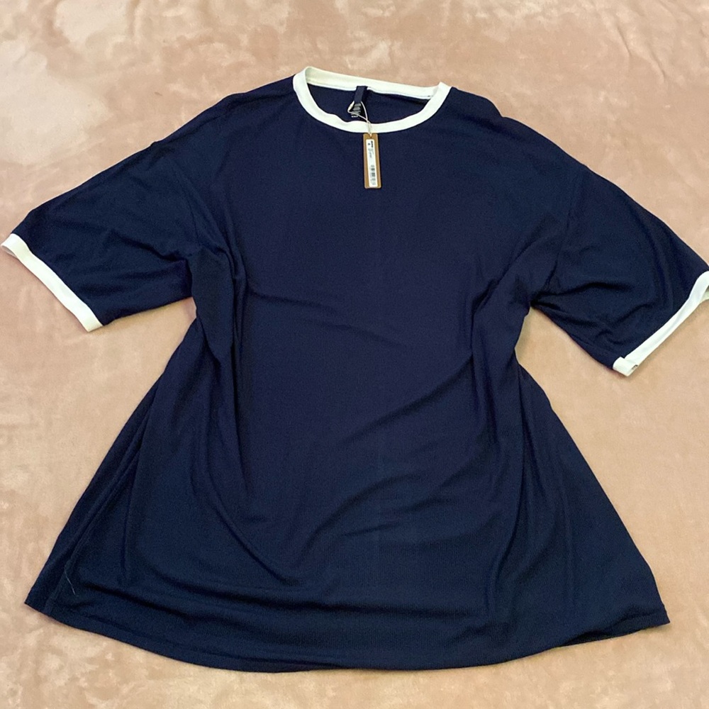 Skims soft lounge ringer t-shirt dress navy multi
